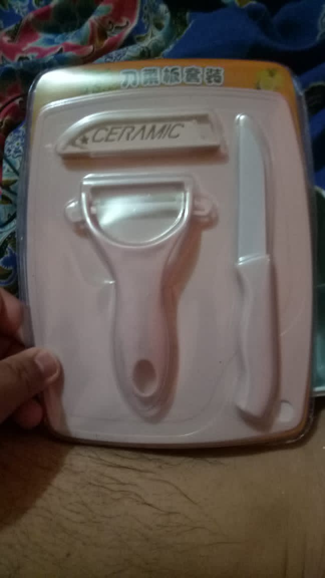 Pisau Set Keramik 3 In 1 Pisau Set / Alat Dapur / Pisau / Talenan