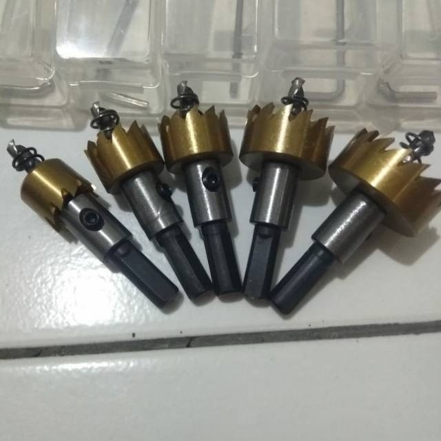Mata Bor Premium Melubangi Besi Kayu Kuningan HSS Steel 5Pcs 16-30mm