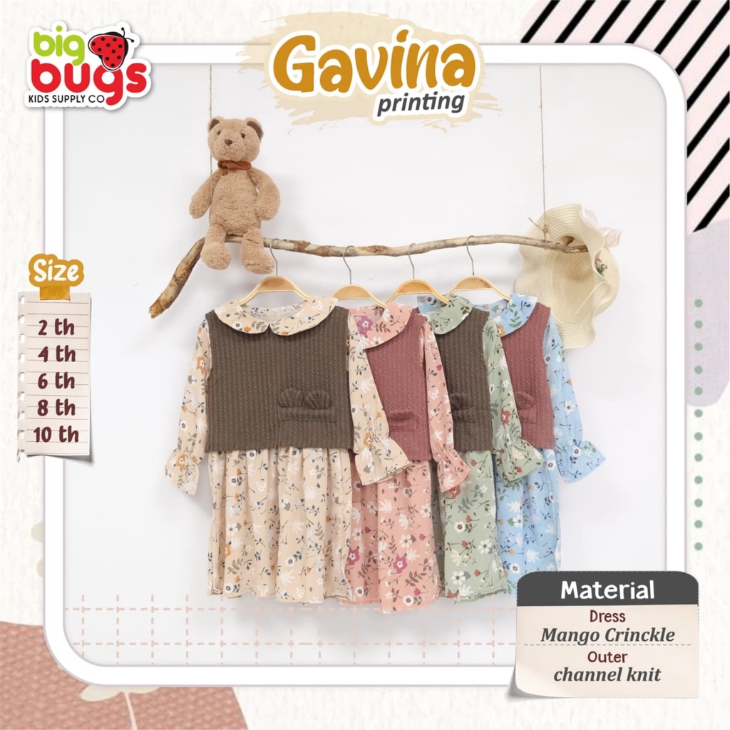 Dress Anak - Gavina Printing Dress Outher - Big Bugs