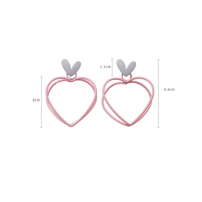 LRC Anting Tusuk Fashion Size Geometric Line Heart Shaped Earrings D20873