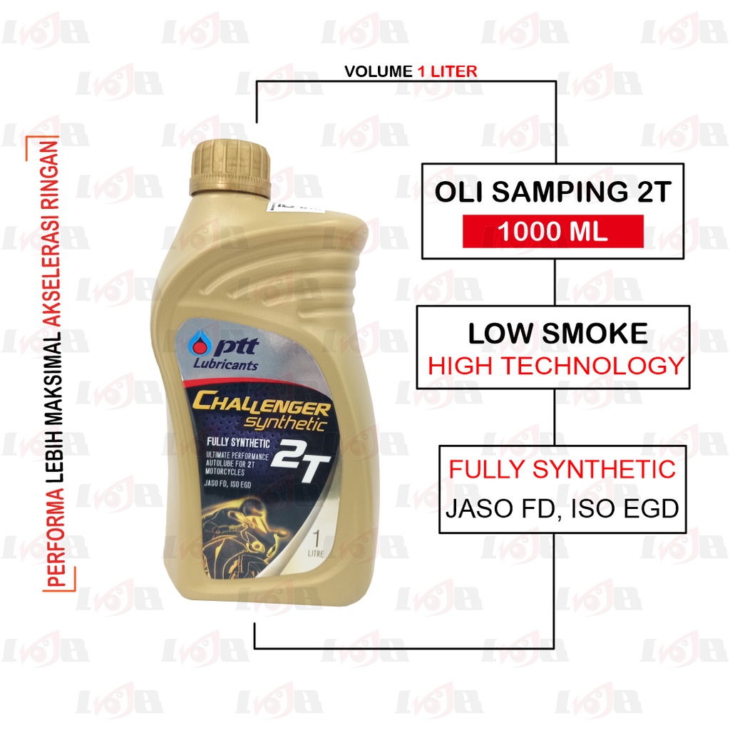 Oli PTT Challenger 2 Tak Fully Full Synthetic Oli Samping 2T Low Smoke Premium JASO FD API TC ISO EGD Lubricants Oil 1L