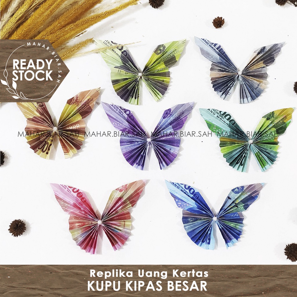 RS Origami Kupu Kipas Besar dari Replika Uang Kertas / Mahar / Seserahan / Dekorasi