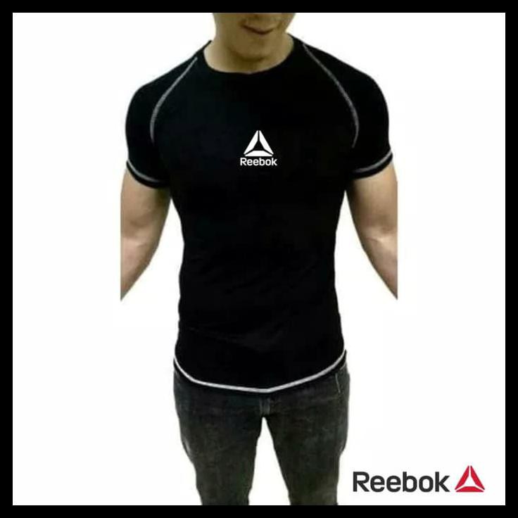 Cpc Reebok Kaos Running Training / Baju Gym Fitness Pria Compression