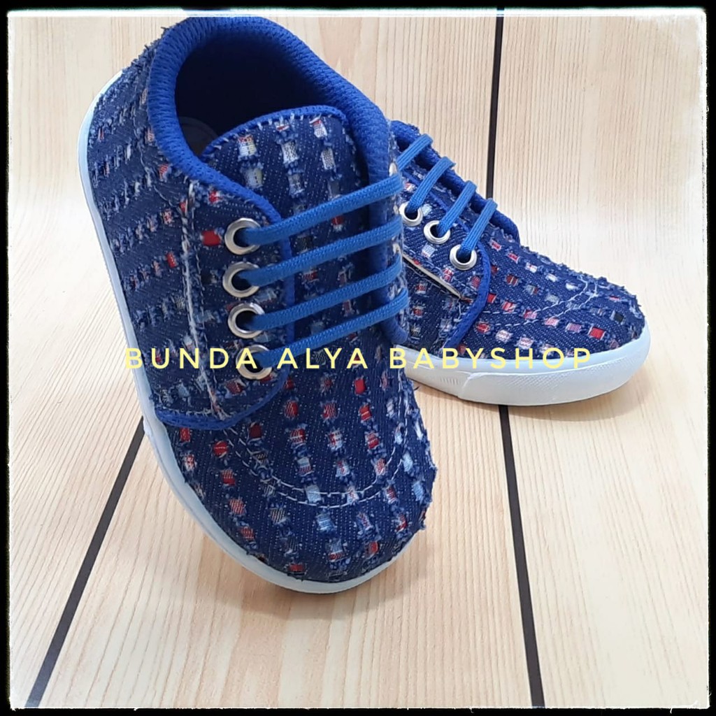 Sepatu Anak Laki Sneakers Usia 1 2 Tahun BIRU Size 22 - 24 - Sepatu Anak Cowok Keren Anti Licin Alas Karet