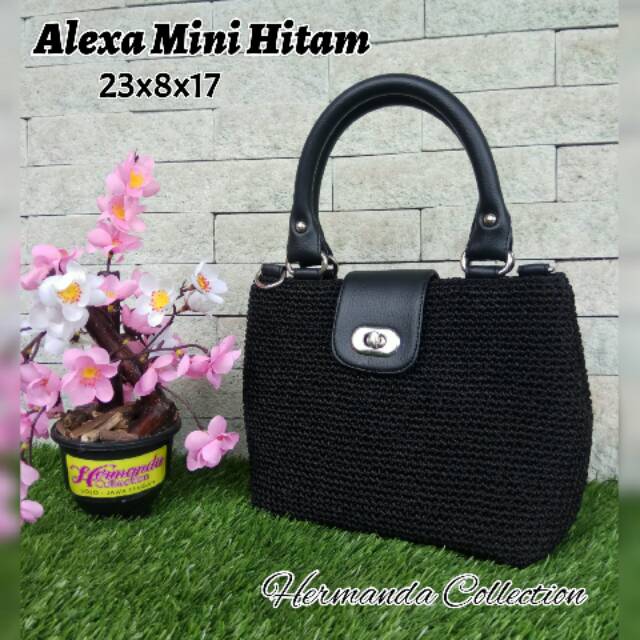 Tas Rajut Benang Nilon Hitam Tas Formal Casual Santai