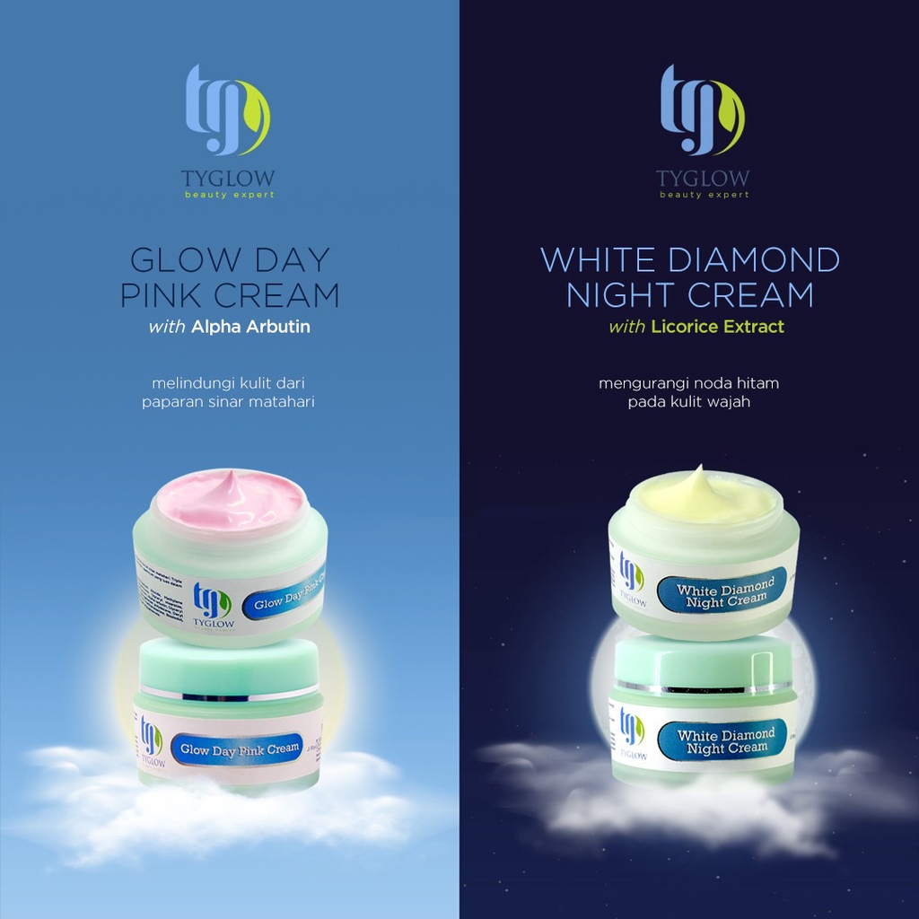 Paket Diamond Whitening Tyglow - paket pemutih wajah glowing skincare BPOM