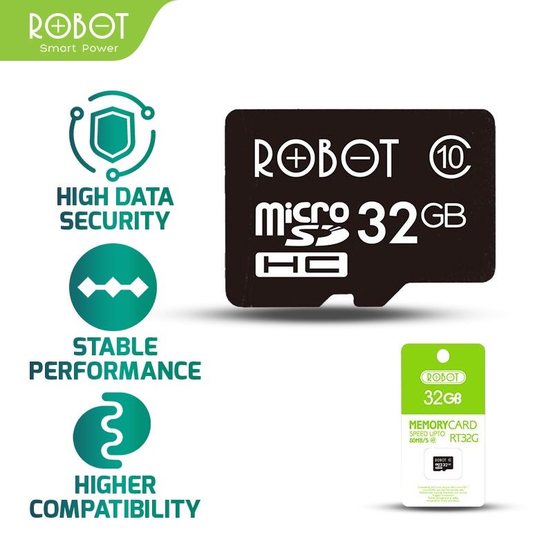 Kartu Memori Micro SD ROBOT 32GB / 64GB Memory Card  Kartu Memori HP Class 10