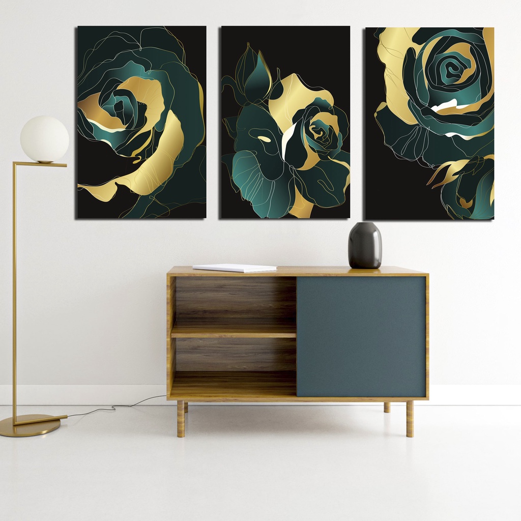 HIASAN DINDING ABSTRAK (20X30CM) DAUN GOLD  ABSTRAK RUANG TAMU  WALL DECOR PAJANGAN DINDING POSTER KAYU ABSTRAK BIRU GOLD