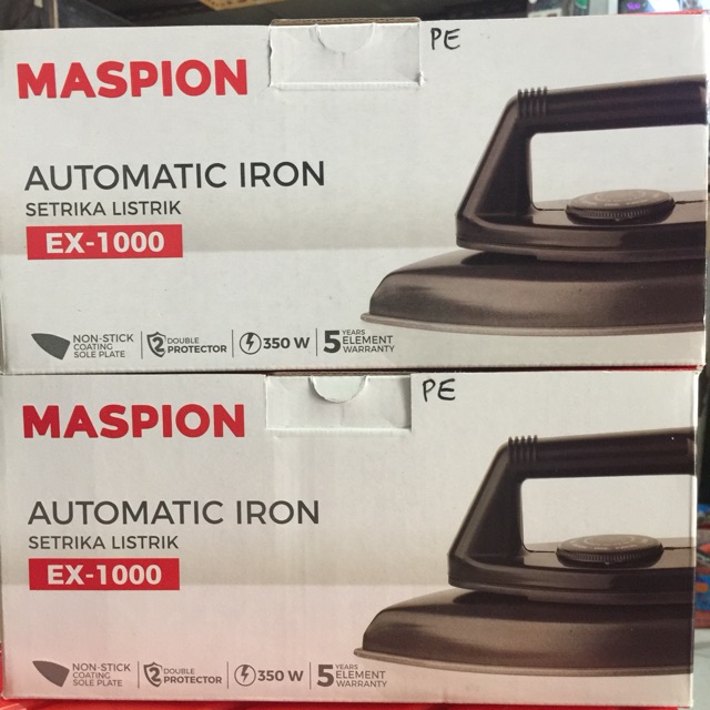 Setrika Baju Maspion EX-1000 Listrik Automatic Iron Gosokan EX1000 [GARANSI RESMI MASPION 1 TAHUN]