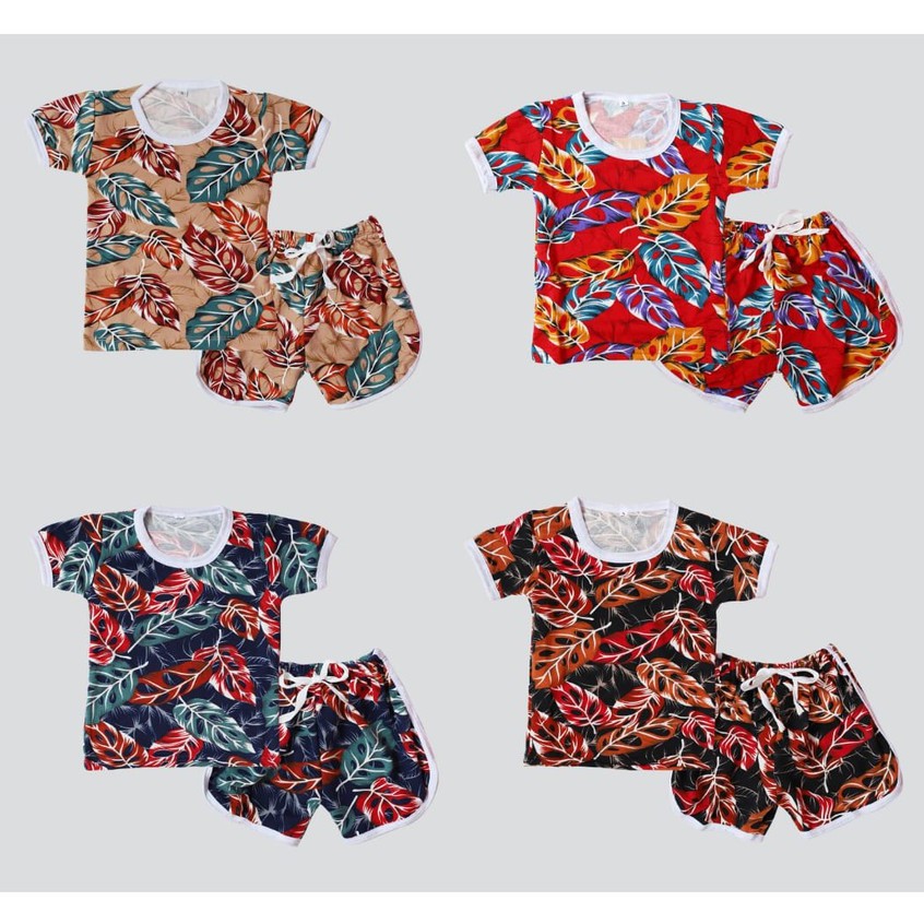 VS - SETELAN CHUPA CHUPS MOTIF DAUN JANDA BOLONG / SET ANAK RETRO / SETELAN ANAK 2-5 Thn