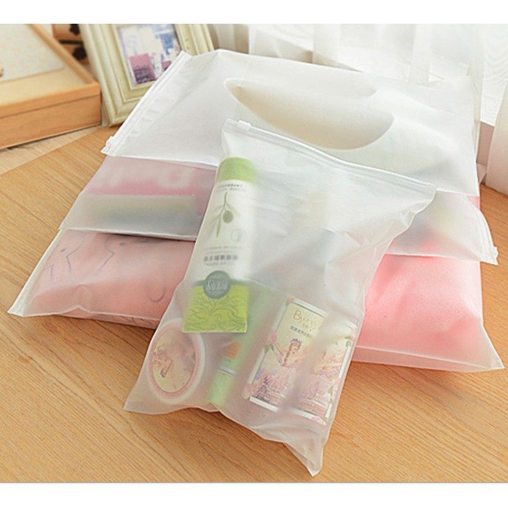 Adda Home - Plastik Zipper Beg Kantong Penyimpanan Baju Kosmetik Serbaguna Bahan Doff PPT