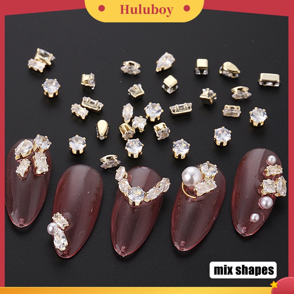 Huluboy Huluboy♡ 1 Set Ornamen Kuku 3D Bahan Metal Tahan Karat Untuk Manicure Charms