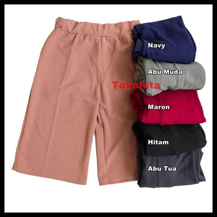 ZWKX CELANA KULOT PLISKET KULIT JERUK PENDEK 7/8 DEWASA, CELANA PENDEK - HITAM WGND