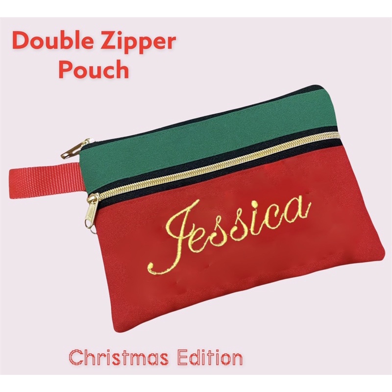 Fawn’G Handmade - Double Zipper Pouch Edisi Christmas / Pouch Natal