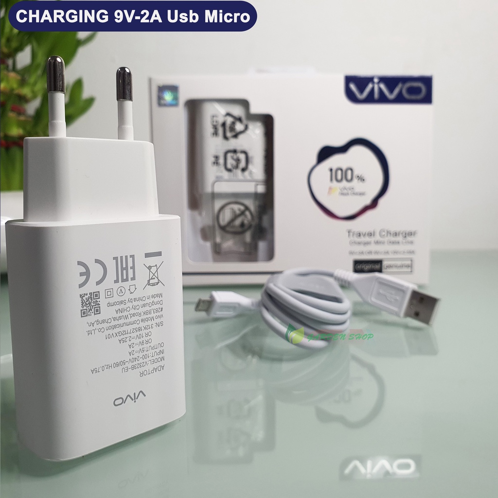 Charger VIVO Original 100% Fast Charging 9V-2A Micro &amp; Type- C