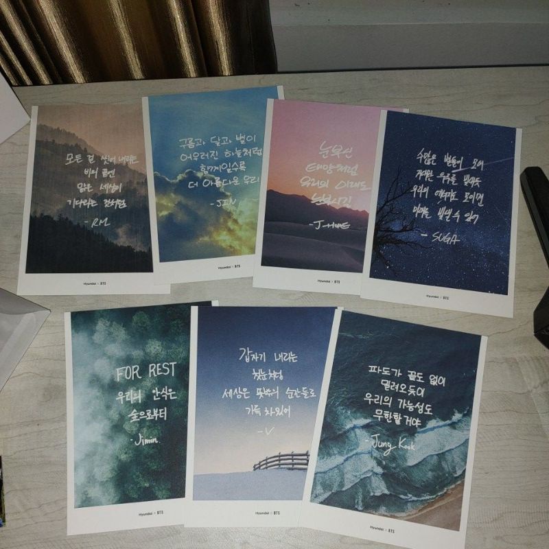 BTS HYUNDAI handwriting Postcard Hyundai X BTS
