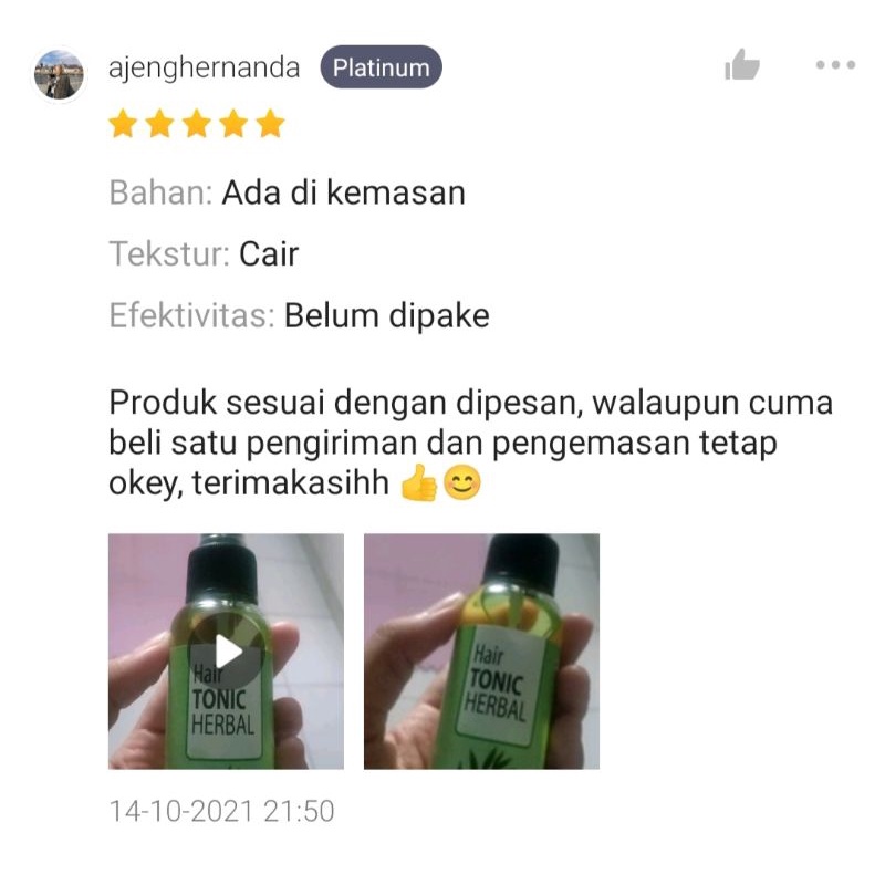 HAIR TONIC HERBAL [BPOM] |MENGATASI RAMBUT RONTOK| MENGHILANGKAN KETOMBE|RAMBUT HALUS LEMBUT WANGI