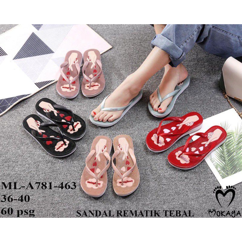 SANDAL JEPIT KARET JELLY REMATIK HELLS 3CM MOKAYA IMPORT (37-41)