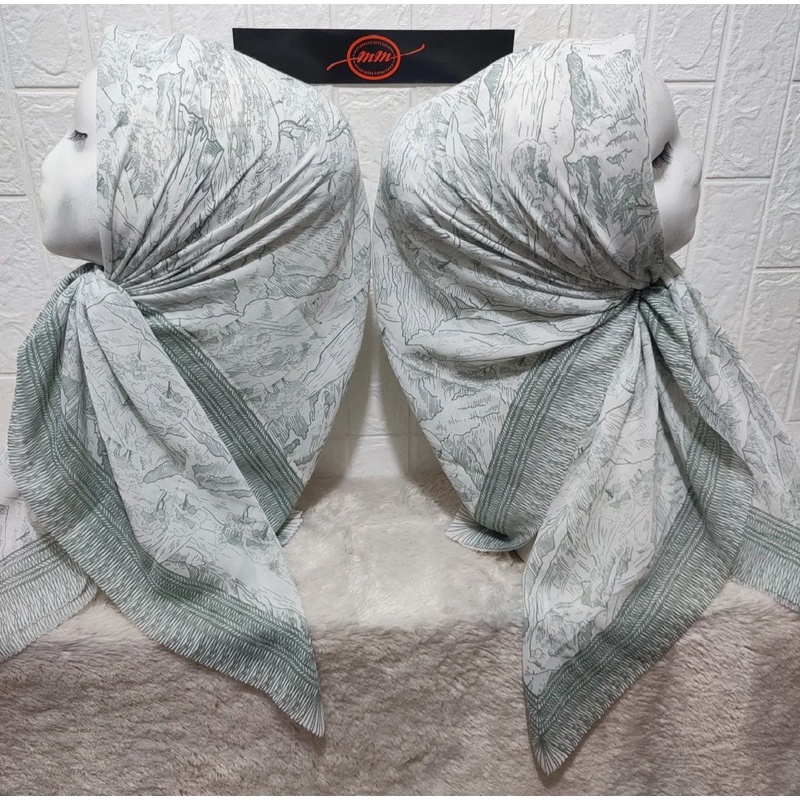 BISA COD Hijab segiempat Voal Motif pegunungan series