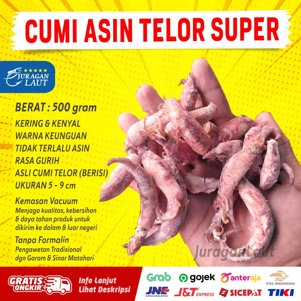 

Cumi Asin Telor Telur Asin Kering Super Premium Grade A 500gr Promo