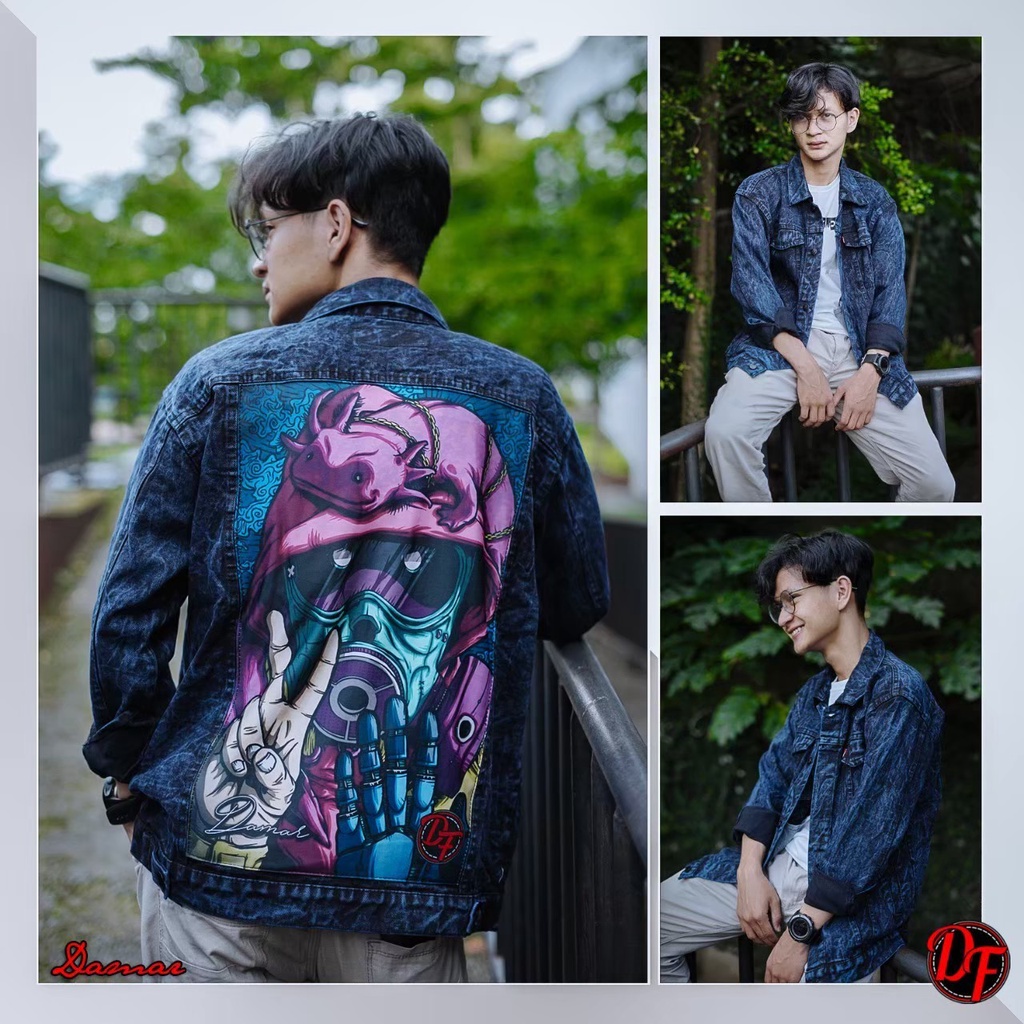 JAKET JEANS DENIM PRINTING GAMBAR ANIMASI REMAJA MOTOR GAUL KEKINIAN TREND 2022 TERLARIS