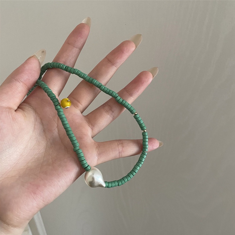 Kalung Choker Manik-Manik Mutiara Warna Hijau Gaya Bohemian Untuk Wanita