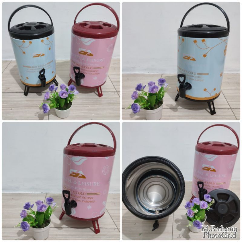 MILK TEA BUCKET/ DRINK JAR 8 Liter & 10 Liter & 12 liter motif bunga