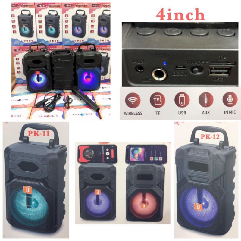 Speaker Bluetooth 4" TWS PK-12 + Mic