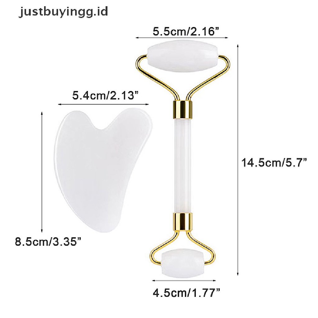 [justbuyingg.id] Jade Roller Gua sha Board Anti Aging Face Massage Beauty Care Slimming Tools ID