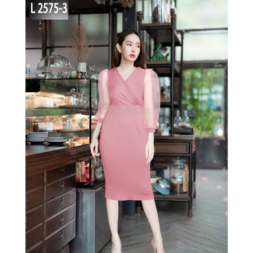 Dress Joanne Fashion | Dress Scuba Wanita Premium | Dress Scuba Kombinasi Tile Lengan Panjang | Dres