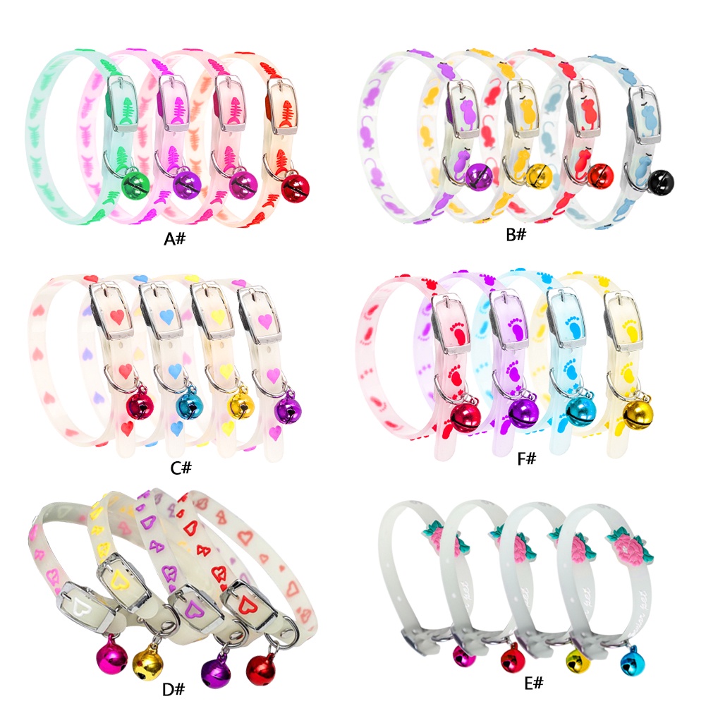 【TK】Adjustable Pet Glowing Collar With Bell Buckle Neck Strap Puppy Luminous Collar Cute Dog Cat Collar Glow At Night Pet Supplies