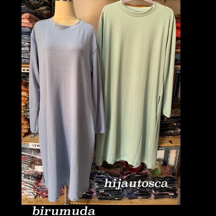 PROMO 11.11 TUNIK BORTEGA - KAOS RAJUT IMPORT MUSLIMAH JUMBO XXL MURAH GROSIR POLOS KNIT TEBAL ADEM