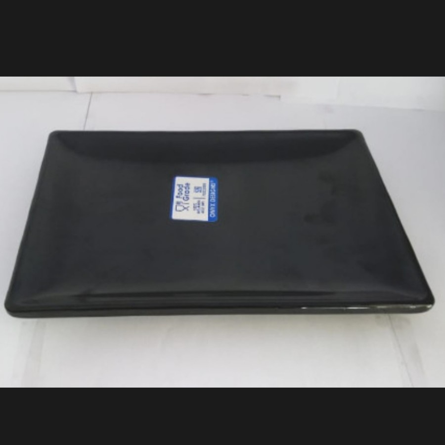Piring Putih Segi Kotak Melamin Premium Onyx 8.5" Piring Hitam Oriental Jepang Cafe Restoran Piring 