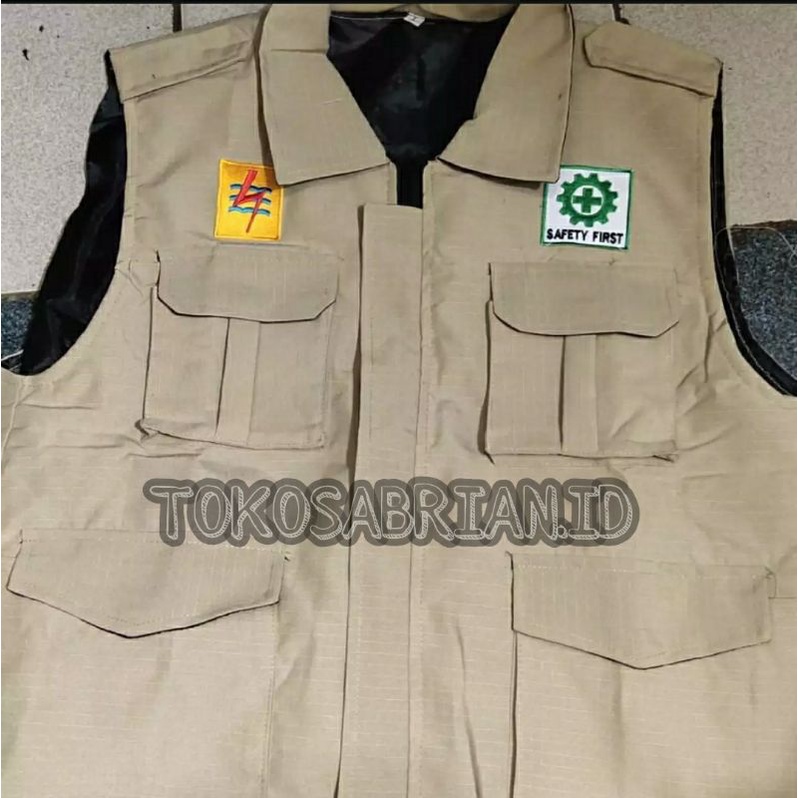 Rompi PLN Krem Logo Safety topi