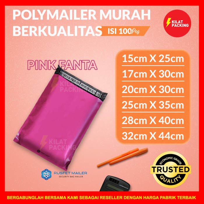 

Sale!!! Polymailer Murah Pink Varian / Plastik Packing Online Shop Per Pack Murah