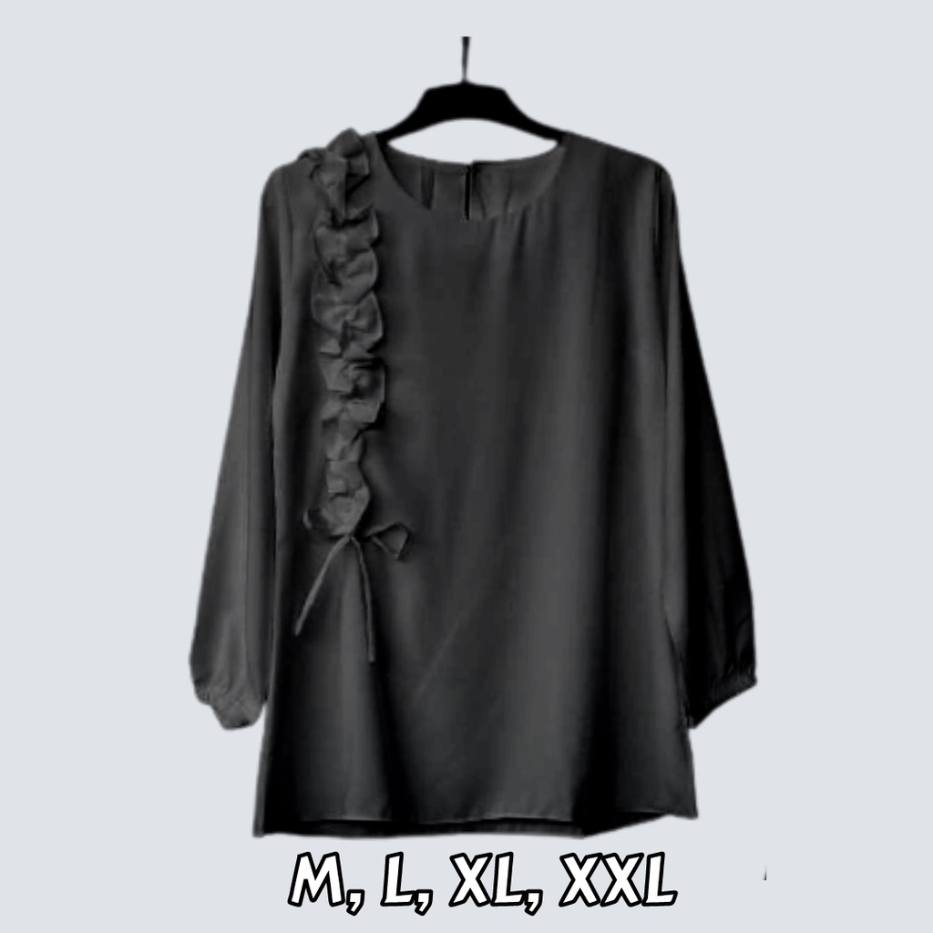 ATASAN DAYANA BLOUSE | ATASAN WANITA TERBARU 2021 | ATASAN KEKINIAN | ATASAN JUMBO LENGAN PANJANG-hitam