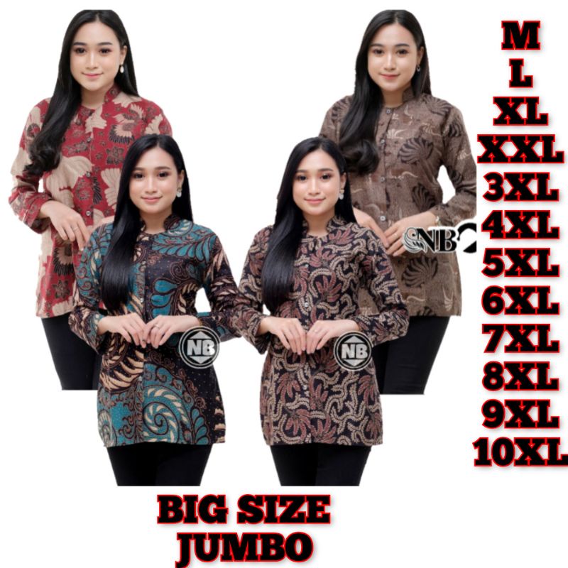 ATASAN BATIK WANITA BIG SIZE JUMBO M.L.XL.XXL.3XL.4XL.5XL.6XL.7XL.8XL.9XL.10XL