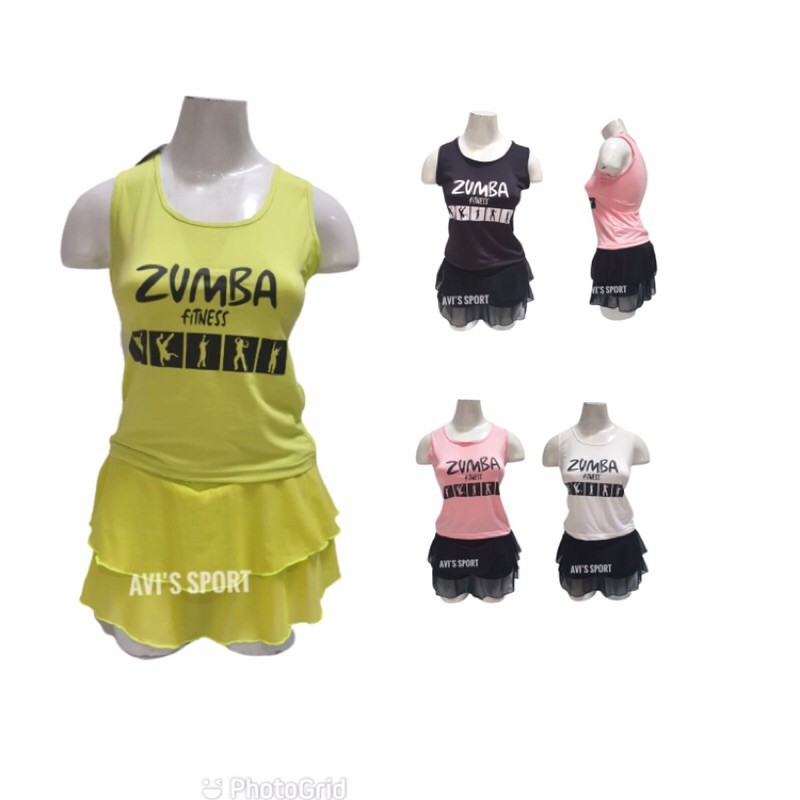 baju senam / stelan senam zumba rok rempel