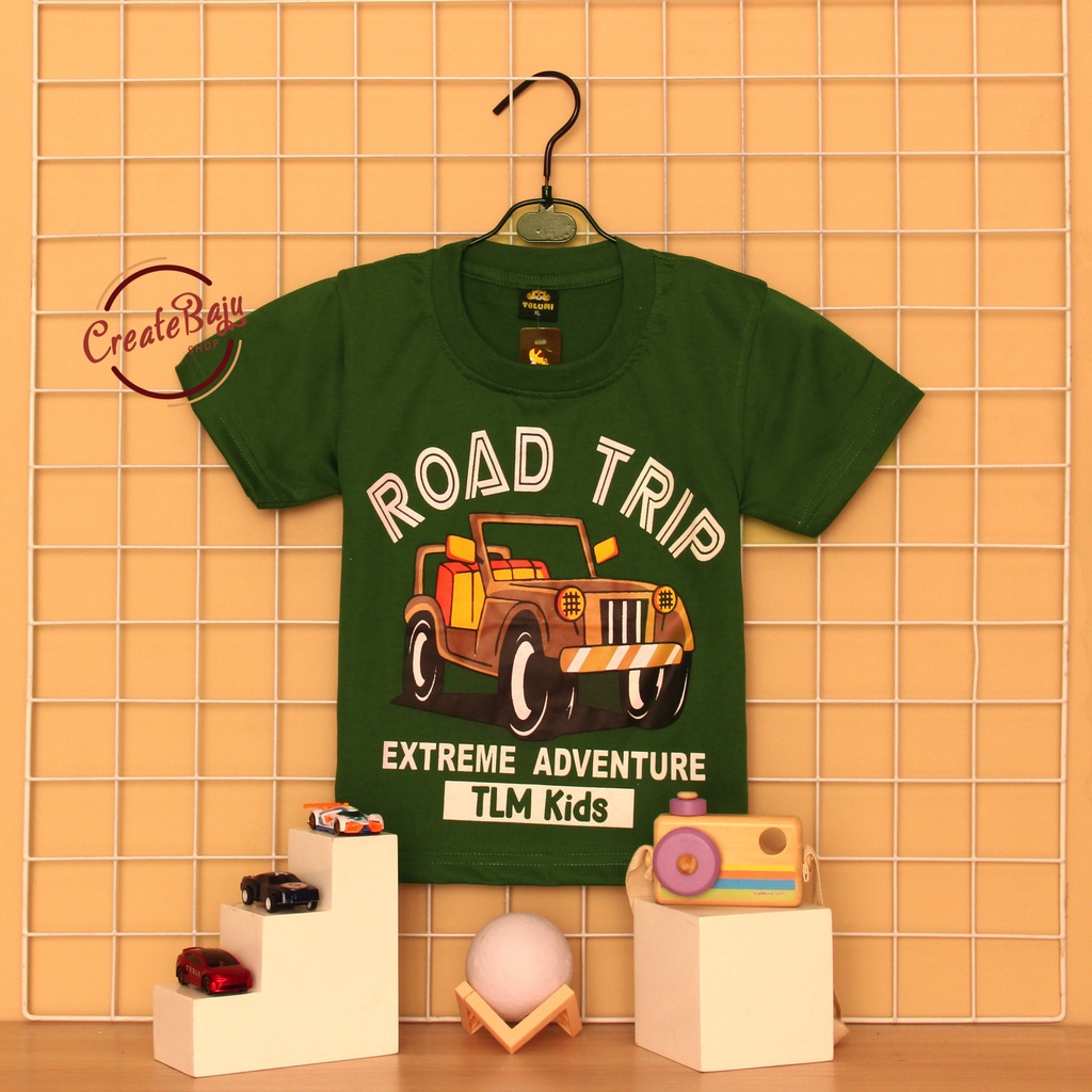 KAOS ANAK LAKI ROAD TRIP MOBIL 1-7 TAHUN BAJU ATASAN ANAK LAKI FASHION TERMURAH BAHAN KATUN