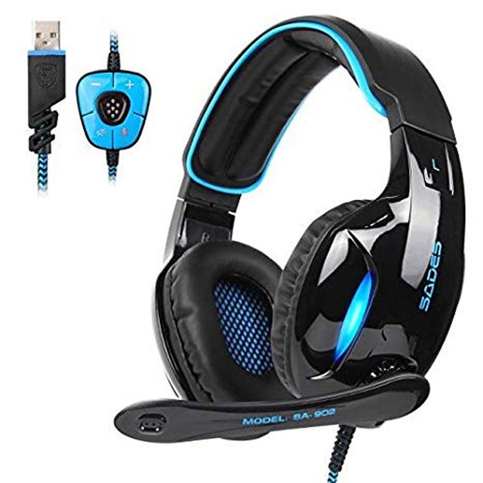 SADES SA-902 Gaming Headset Headphone Gaming USB For PC Notebook Blue