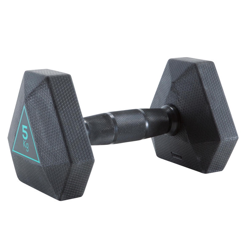 DOMYOS Hex Dumbbell Barbel Alat Angkat Beban Gym Fitness Berat 5 kg