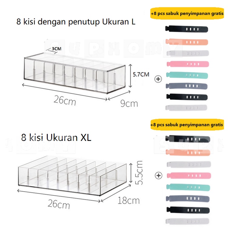 Ruang Penyimpanan/Ruang Penyimpanan Kabel Data/Ruang Penyimpanan Headset/Penyimpanan Lipstik/Penyimpanan Kosmetik/Transparansi High Definition