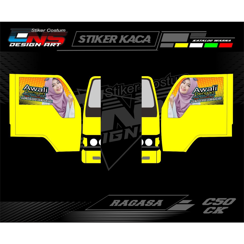 Stiker Sticker Kaca Samping Truk Ragasa kanan kiri Stiker Blok Kaca Samping Truk Canter Kanan kiri S