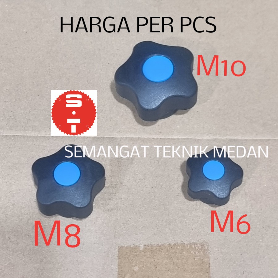 Jual M8 FEMALE THREAD SCREW KEPALA KNOB STAR BAUT MUR BINTANG M8 x 40mm