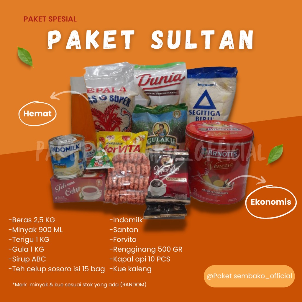 

Paket Sultan - Paket Sembako Murah Paket Hemat Paket Lebaran Hampers Lebaran