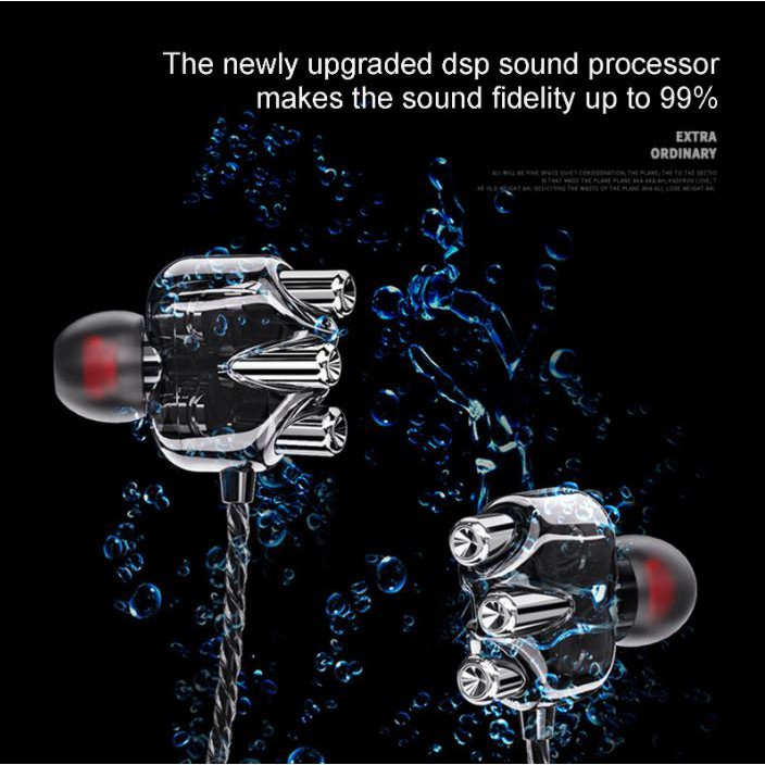 Headset Earphone Earbuds Stereo Dual Speaker Hifi Bass Kuat 3D Dengan Kabel