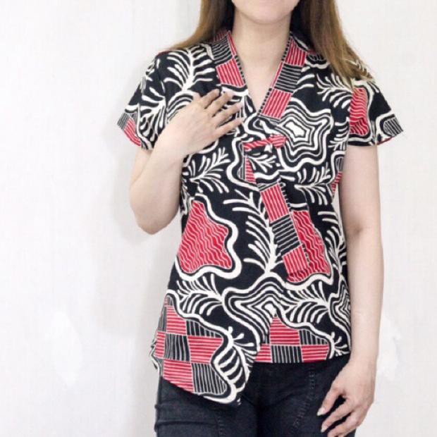 Banting Harga Kbp22 Baju Atasan Batik Wanita Jumbo Xxl Lengan Pendek Model Asimetris Blouse Ker Shopee Indonesia