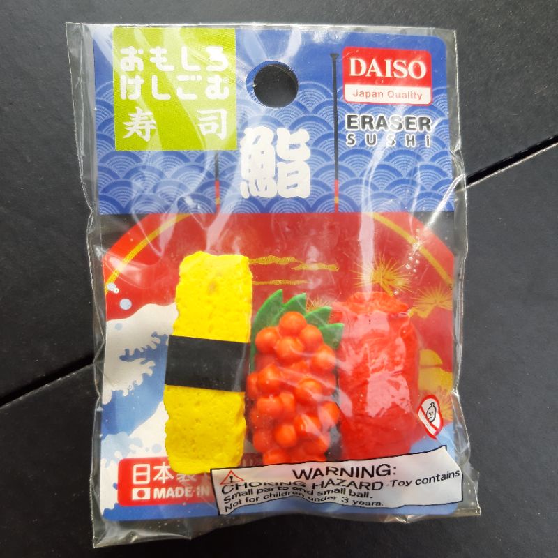 

Daiso Original Jepang Eraser Sushi Penghapus Hiasan Lucu Estetik Unyu Isi 3 Pcs