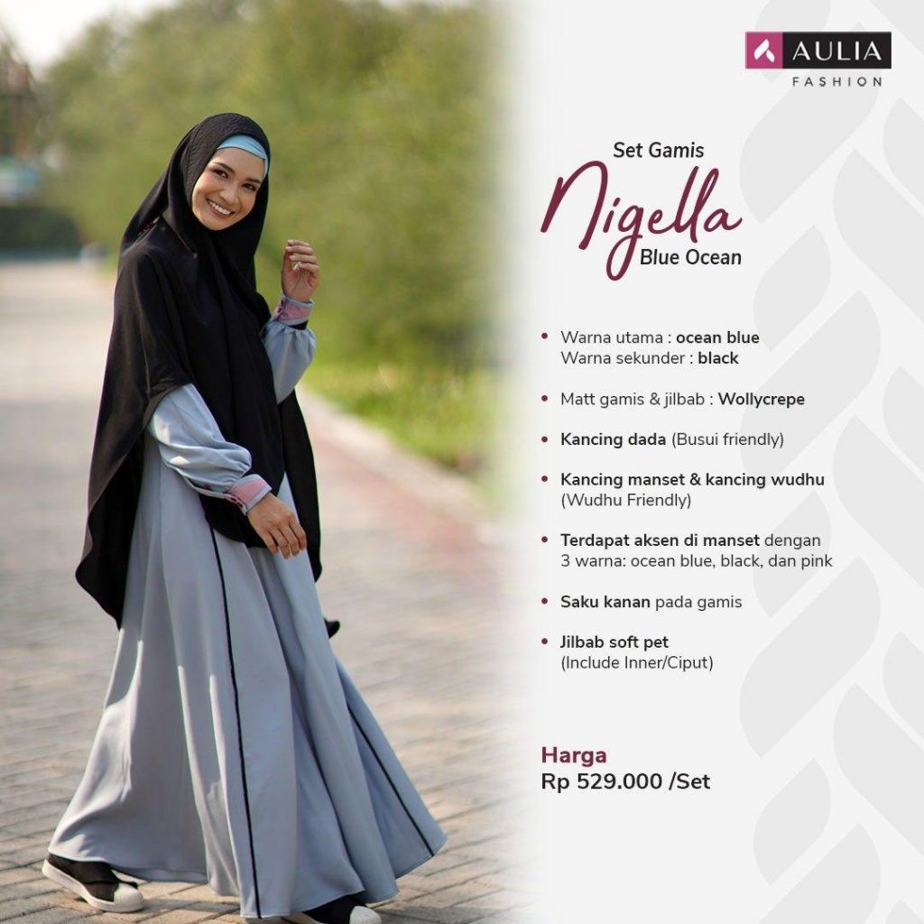 Gamis Aulia Nigella Blue Ocean Shopee Indonesia