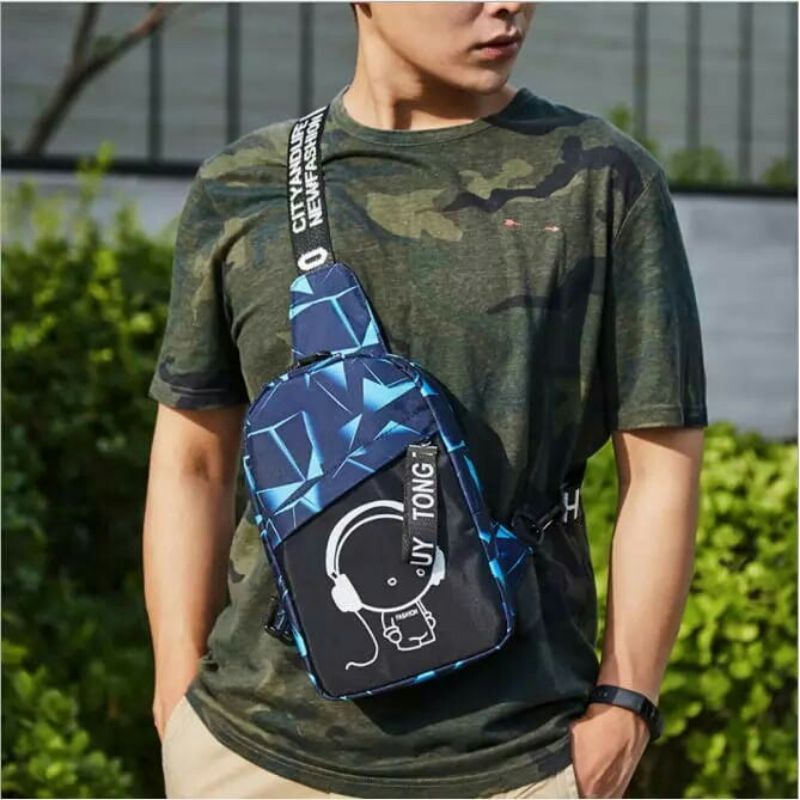 TAS SELEMPANG IRON MAN-TAS PRIA WANITA-WAISTBAG MURAH MORYMONY